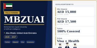 MBZUAI Scholarship in Abu Dhabi 2026/2027 Updated!