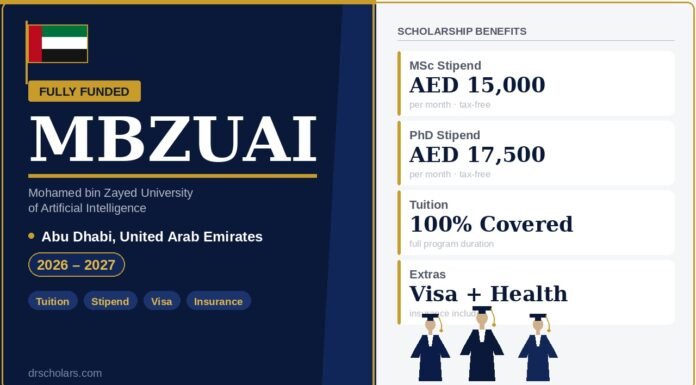 MBZUAI Scholarship in Abu Dhabi 2026/2027 Updated!
