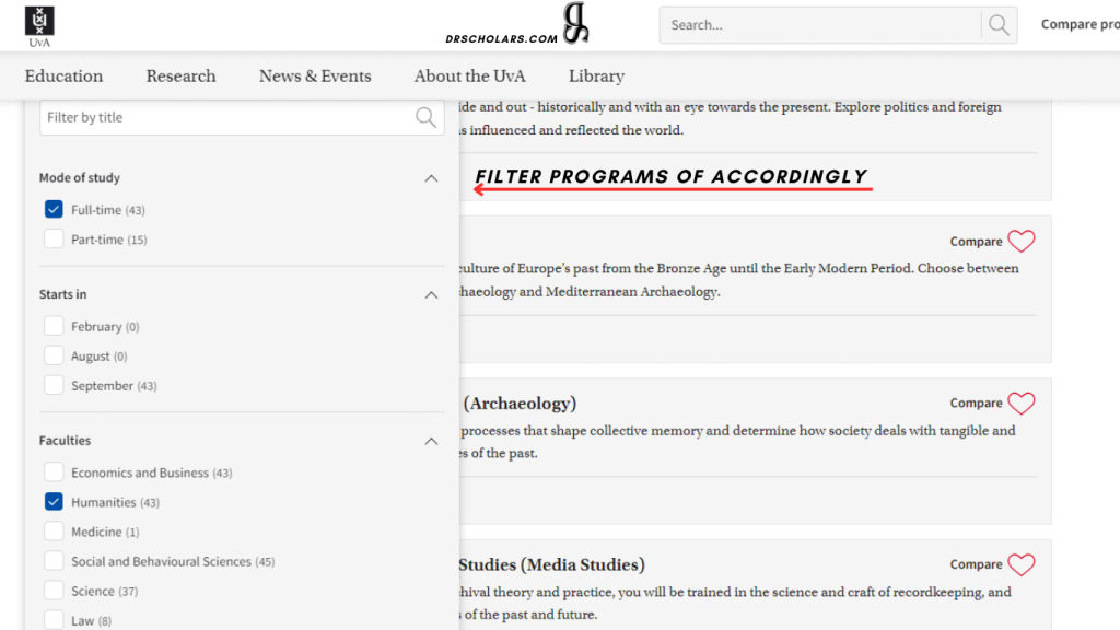 University of Amsterdam Scholarships/ Study in Netherlands - DR SCHOLARS