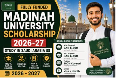 Madinah University Scholarship 2026 In Saudi Arabia Updated! Madinah University Scholarship 2026-27 Study In Saudi Arab (Fully Funded)
