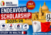 Malta Government Endeavour Scholarship 2025/26 updated!