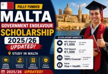 Malta Government Endeavour Scholarship 2025/26 updated!