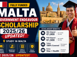 Malta Government Endeavour Scholarship 2025/26 updated!