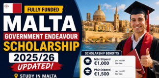Malta Government Endeavour Scholarship 2025/26 updated!
