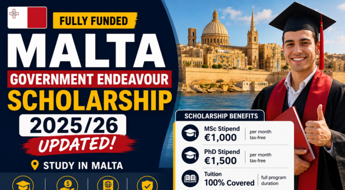 Malta Government Endeavour Scholarship 2025/26 updated! malta-government-endeavour-scholarship-2025-26-drscholars