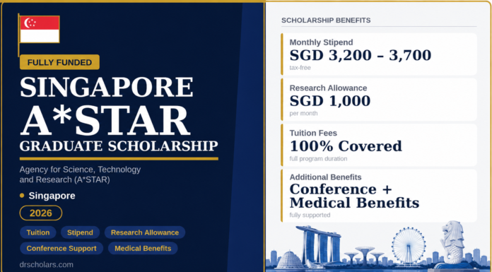 Singapore A*STAR Graduate Scholarship 2026-2027 Updated!